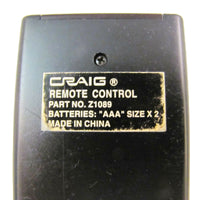 Craig Z1089 Pre-Owned Factory Original Audio System Remote Control