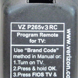 Verizon VZ P265v3 RC Pre-Owned FiOS TV Cable Box Remote Control