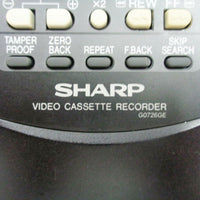 Sharp G0726GE Pre-Owned Factory Original VCR Remote Control